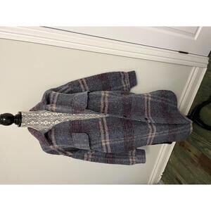 Zara wool blend plaid shacket coat M